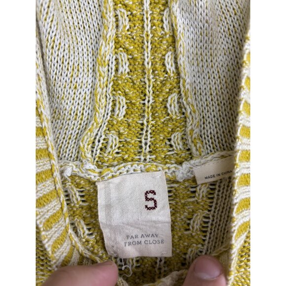 Far Away From Close Hooded Sweater Womens Small Yellow Knit Pullover Tunic Boho - Picture 2 of 7